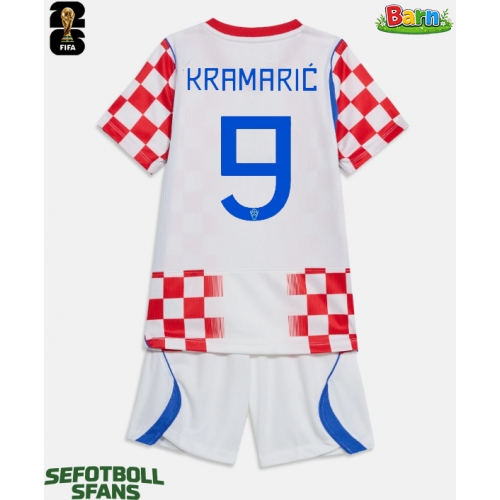 Kroatien Andrej Kramaric #9 Hemmaställ Barn VM 2026 Kortärmad (+ Korta byxor)